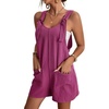 image:imageCHOUYATOU Womens Summer Cute Short Overalls Loose Fit Sleeveless Casual Rompers Jumpsuits ShortsPurple