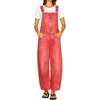 image:imagechouyatou Womens Suspender Strap Denim Bib Overalls Street Baggy JumpsuitWatermelon Red