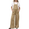 image:imagechouyatou Womens Wide Leg Denim Bib Overalls Y2K Patchwork Jeans JumpsuitKhaki