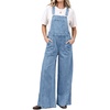 image:imagechouyatou Womens Wide Leg Denim Bib Overalls Y2K Patchwork Jeans JumpsuitLight Blue