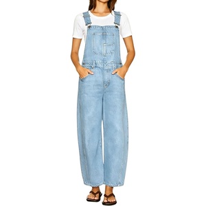 image:imagechouyatou Womens Suspender Strap Denim Bib Overalls Street Baggy JumpsuitLight Blue
