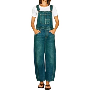 image:imagechouyatou Womens Suspender Strap Denim Bib Overalls Street Baggy JumpsuitVintage Blue