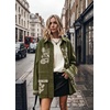 image:imagechouyatou Women Button Down Cotton Shacket Boho Floral Oversized ShirtGreen