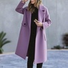 image:imagechouyatou Womens Casual Lapel Long Wool Trench Coat Single Breasted Dressy Peacoat Overcoat Jacket OuterwearPurple