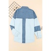 image:imagechouyatou Womens Color Block Jean Denim Shacket Button Down Shirt CoatBlue