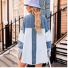 image:imagechouyatou Womens Color Block Jean Denim Shacket Button Down Shirt CoatBlue