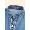 image:imagechouyatou Womens Color Block Jean Denim Shacket Button Down Shirt CoatBlue