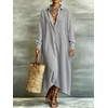 image:imagechouyatou Womens Cotton Striped Dress Button Down Loose Maxi Shirt DressBlack