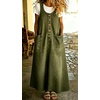 image:imagechouyatou Womens Denim Suspender Overall Dress Button Front Bib Long DressArmy Green