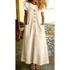 image:imagechouyatou Womens Denim Suspender Overall Dress Button Front Bib Long DressBeige