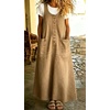 image:imagechouyatou Womens Denim Suspender Overall Dress Button Front Bib Long DressKhaki