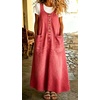 image:imagechouyatou Womens Denim Suspender Overall Dress Button Front Bib Long DressWatermelon Red