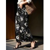 image:imagechouyatou Womens Floral Boho Denim Skirt Front Slit Long Jean SkirtWhite Black