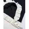 image:imagechouyatou Womens Sexy Stretchy Bodycon Ribbed Knit Skirt Package Hip Color Block Mermaid Ruffle Midi Long SkirtBlack