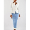 image:imagechouyatou Womens Sexy Stretchy Bodycon Ribbed Knit Skirt Package Hip Color Block Mermaid Ruffle Midi Long SkirtBlue