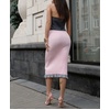 image:imagechouyatou Womens Sexy Stretchy Bodycon Ribbed Knit Skirt Package Hip Color Block Mermaid Ruffle Midi Long SkirtPink