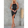 image:imagechouyatou Womens Summer Sexy Strapless Bodycon Denim Dress Side Slit Party Tube Dress Midi Jean DressesBlack