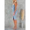 image:imagechouyatou Womens Summer Sexy Strapless Bodycon Denim Dress Side Slit Party Tube Dress Midi Jean DressesLight Blue
