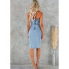 image:imagechouyatou Womens Summer Sexy Strapless Bodycon Denim Dress Side Slit Party Tube Dress Midi Jean DressesLight Blue