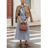 image:imagechouyatou Womens Summer Short Sleeve Striped Shirt Dress Casual Loose Belted Cotton Midi Long DressBlue