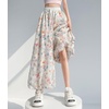 image:imagechouyatou Womens Vintage Floral Print Bubble Pants Y2k Baggy Culottes Wide Leg Palazzo Pants with PocketsFlower