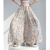 image:imagechouyatou Womens Vintage Floral Print Bubble Pants Y2k Baggy Culottes Wide Leg Palazzo Pants with PocketsFlower