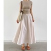 image:imagechouyatou Womens Vintage PlaidStriped Elastic Waist A Line Pleated Swing Bohemian Midi Long SkirtPlaid Apricot