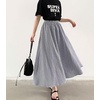 image:imagechouyatou Womens Vintage PlaidStriped Elastic Waist A Line Pleated Swing Bohemian Midi Long SkirtPlaid Black