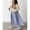 image:imagechouyatou Womens Vintage PlaidStriped Elastic Waist A Line Pleated Swing Bohemian Midi Long SkirtStriped Blue