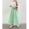 image:imagechouyatou Womens Vintage PlaidStriped Elastic Waist A Line Pleated Swing Bohemian Midi Long SkirtStriped Green