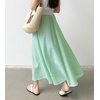 image:imagechouyatou Womens Vintage PlaidStriped Elastic Waist A Line Pleated Swing Bohemian Midi Long SkirtStriped Green