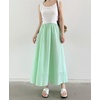image:imagechouyatou Womens Vintage PlaidStriped Elastic Waist A Line Pleated Swing Bohemian Midi Long SkirtStriped Green