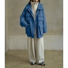 image:imagechouyatou Womens Winter Hooded Wool Coat Casual Loose Trench Pea Coat Zip Up Wool Blend Utility Safari JacketBlue