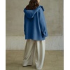 image:imagechouyatou Womens Winter Hooded Wool Coat Casual Loose Trench Pea Coat Zip Up Wool Blend Utility Safari JacketBlue