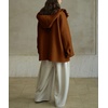 image:imagechouyatou Womens Winter Hooded Wool Coat Casual Loose Trench Pea Coat Zip Up Wool Blend Utility Safari JacketBrown