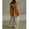image:imagechouyatou Womens Winter Hooded Wool Coat Casual Loose Trench Pea Coat Zip Up Wool Blend Utility Safari JacketKhaki