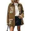 image:imagechouyatou Women Button Down Cotton Shacket Boho Floral Oversized ShirtBrown