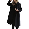 image:imagechouyatou Womens Casual Lapel Long Wool Trench Coat Single Breasted Dressy Peacoat Overcoat Jacket OuterwearBlack