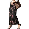 image:imagechouyatou Womens Floral Boho Denim Skirt Front Slit Long Jean SkirtPink Black