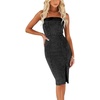 image:imagechouyatou Womens Summer Sexy Strapless Bodycon Denim Dress Side Slit Party Tube Dress Midi Jean DressesBlack