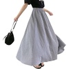 image:imagechouyatou Womens Vintage PlaidStriped Elastic Waist A Line Pleated Swing Bohemian Midi Long SkirtPlaid Black