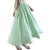 image:imagechouyatou Womens Vintage PlaidStriped Elastic Waist A Line Pleated Swing Bohemian Midi Long SkirtStriped Green