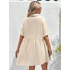 image:imagechouyatou Womens Summer Cotton Button Front Shirt Dresses Casual Babydoll Cute Lapel A Line Midi DressBeige