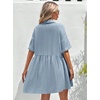image:imagechouyatou Womens Summer Cotton Button Front Shirt Dresses Casual Babydoll Cute Lapel A Line Midi DressBlue