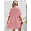 image:imagechouyatou Womens Summer Cotton Button Front Shirt Dresses Casual Babydoll Cute Lapel A Line Midi DressPink