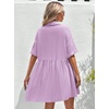 image:imagechouyatou Womens Summer Cotton Button Front Shirt Dresses Casual Babydoll Cute Lapel A Line Midi DressPurple