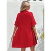 image:imagechouyatou Womens Summer Cotton Button Front Shirt Dresses Casual Babydoll Cute Lapel A Line Midi DressRed