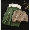 image:imagechouyatou Womens Vintage Flower Embroidered Lace Up Cable Knit Sleeveless Sweater VestGreen