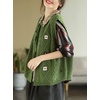 image:imagechouyatou Womens Vintage Flower Embroidered Lace Up Cable Knit Sleeveless Sweater VestGreen