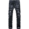 image:imagechouyatou Mens Classic Fit Distressed Jeans DecoZip Performance Rugged Wear Ripped Denim Work PantBlack